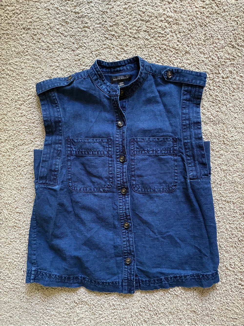 Banana Republic Sleeveless Indigo Denim Button-Front Vest / Denim Top